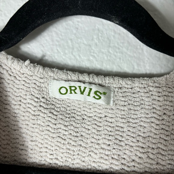 Orvis Women’s Size Large Ecru Chenille Button Up Cardigan Long Sleeve - Picture 5 of 8